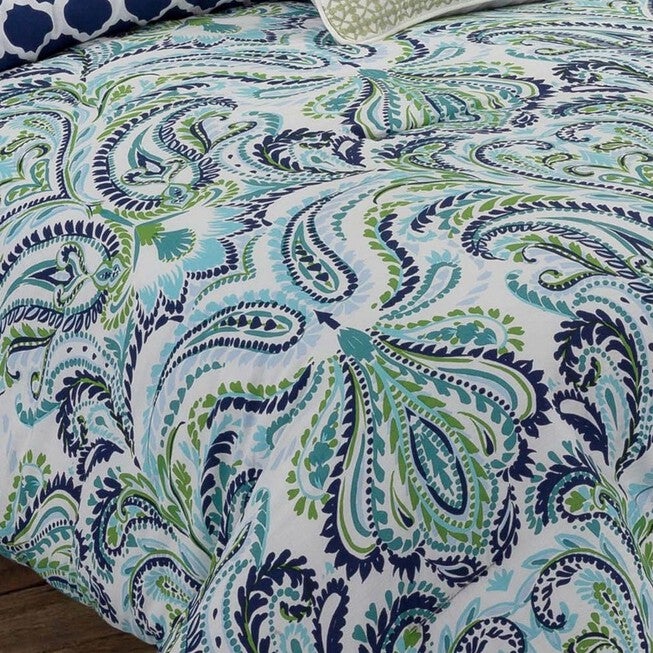 Painterly Paisley Blue Duvet Set, , on-hover image number null