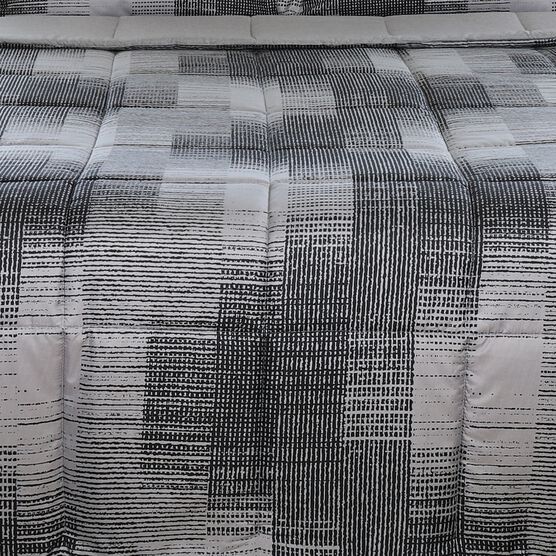 Shaded Stripe Grey Microfiber Comforter Set, , alternate image number null