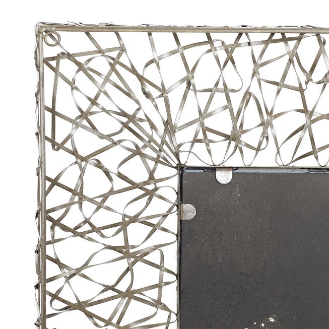 Silver Industrial Metal Wall Mirror, , on-hover image number 1