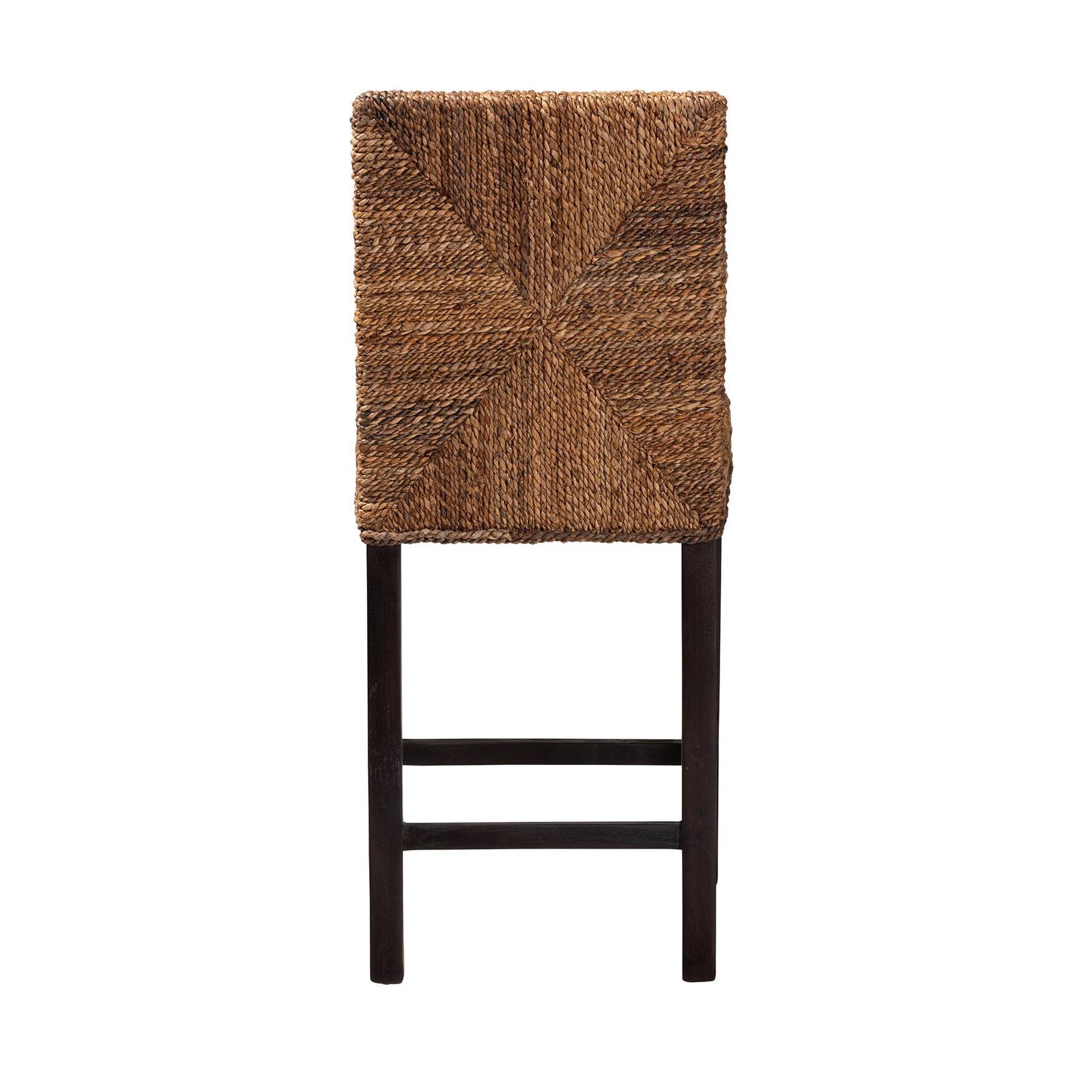 Laymi Modern Bohemian Dark Brown Mahogany Wood and Seagrass Counter Stool, , alternate image number 9