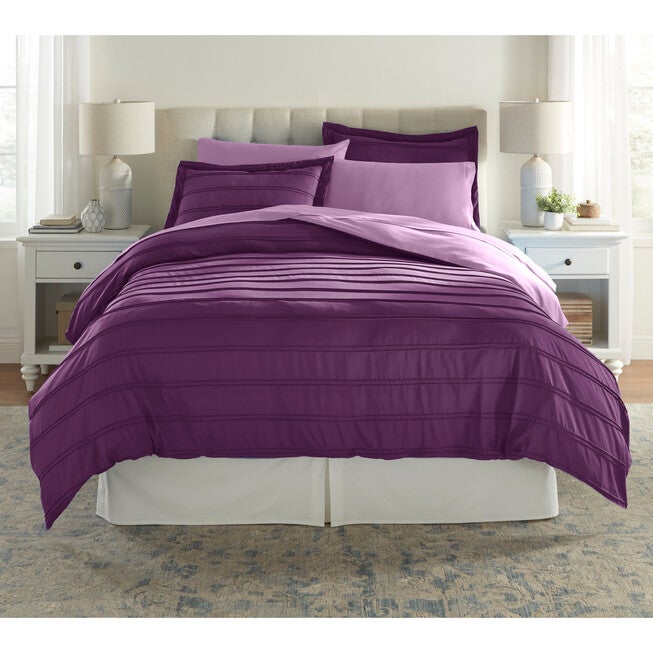BH Studio Pintucked Duvet Cover, PLUM DUSTY LAVENDER, hi-res image number null