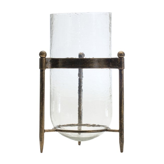 Candle Holder 13.5 inchesH Iron/Glass, CLEAR;BLACK, hi-res image number null