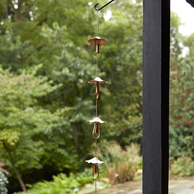 Mushroom Rain Chain 62 inchesL, BRONZE, alternate image number null