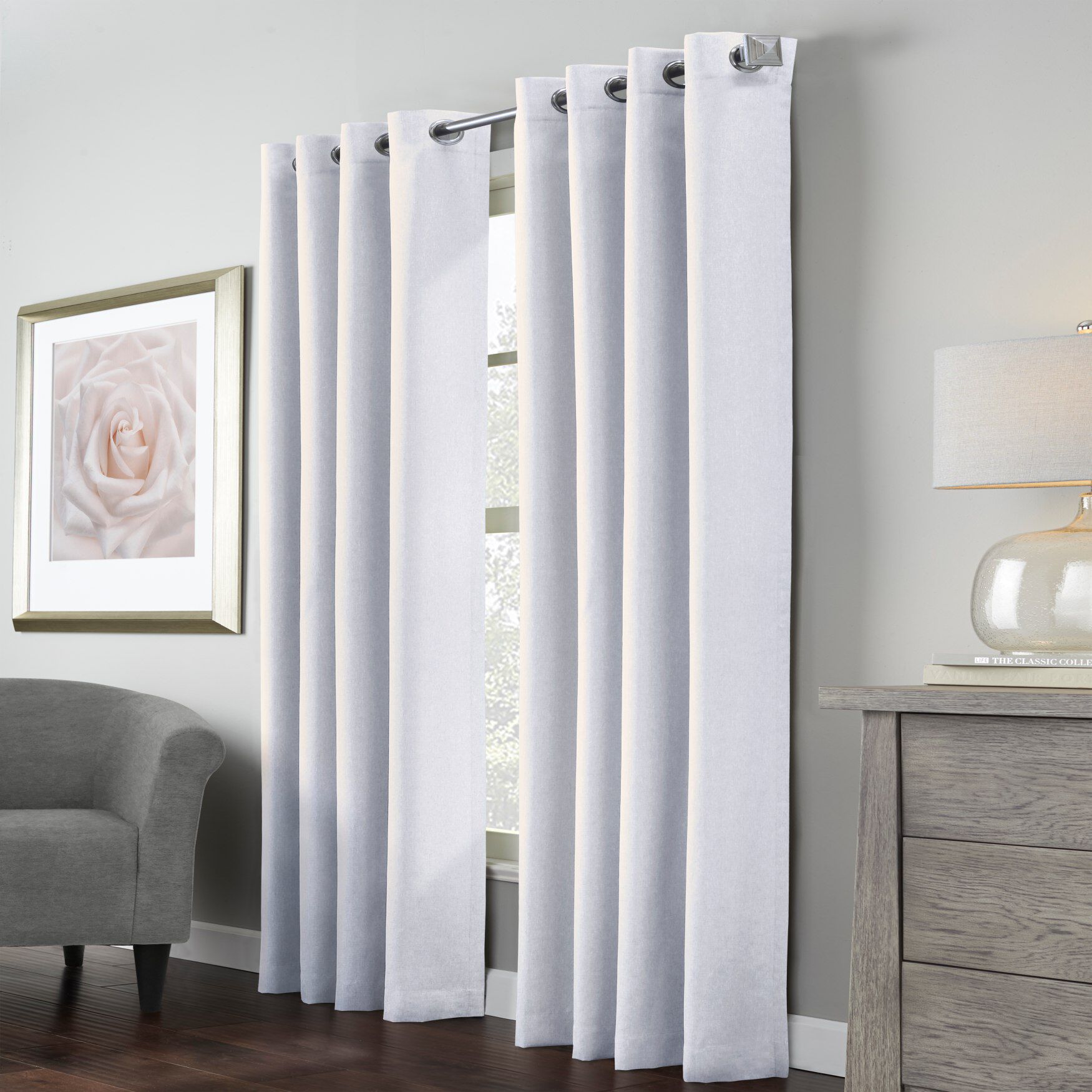 Habitat Margaret Indoor Single Grommet Curtain Panel, WHITE, hi-res image number 0
