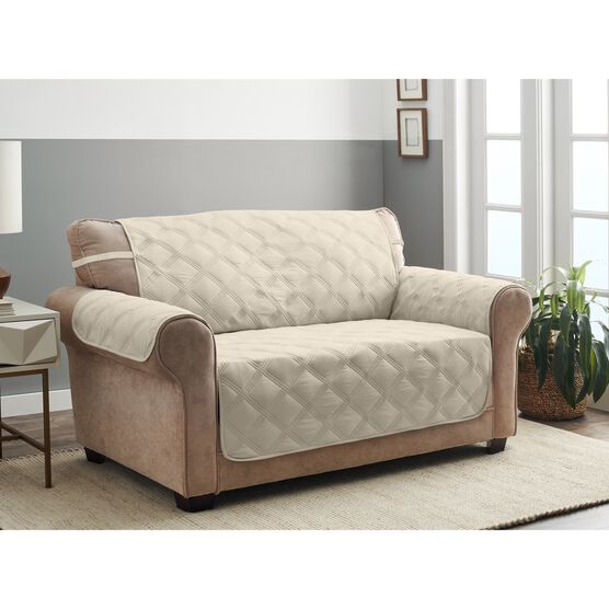 Hampton Diamond Secure Fit Loveseat Furniture Cover, SAND, hi-res image number null