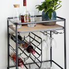 Brown Chinese Fir and Metal Industrial Bar Cart, 30x20x15, , alternate image number 8