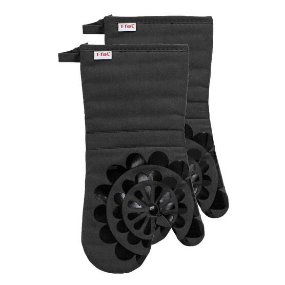 Medallion Silicone Oven Mitts, Set Of 2, CHARCOAL, hi-res image number null