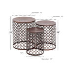 Set of 3 Brown Metal Industrial Accent Table, 20", 18", 16", , alternate image number null