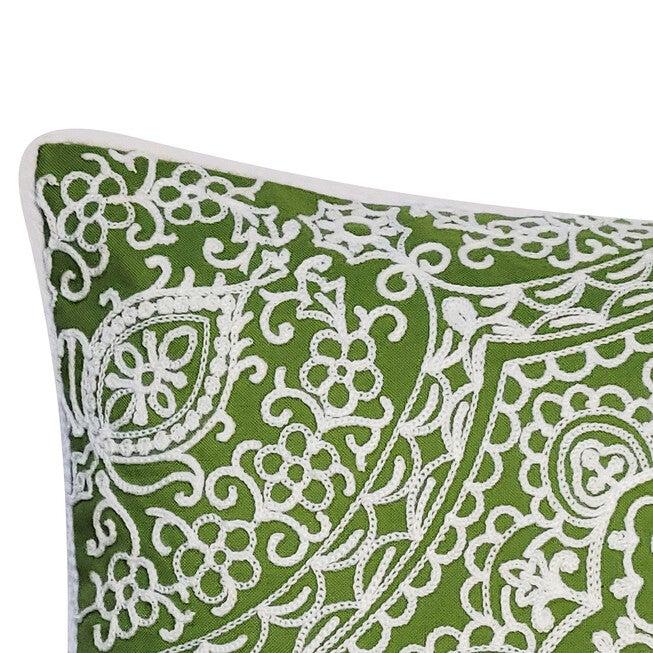 Edie @ Home Indoor/Outdoor Arabasque Embroidered Decorative Throw Pillow 12X18, Black, , alternate image number 2