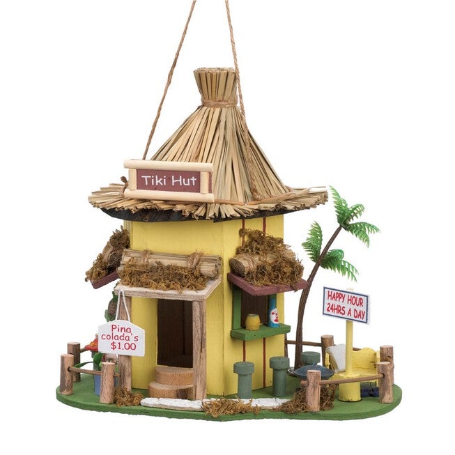 Tropical Tiki Hut Birdhouse, MULTICOLOR, hi-res image number null