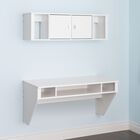 Designer Floating Desk & Hutch Set, White, , on-hover image number null