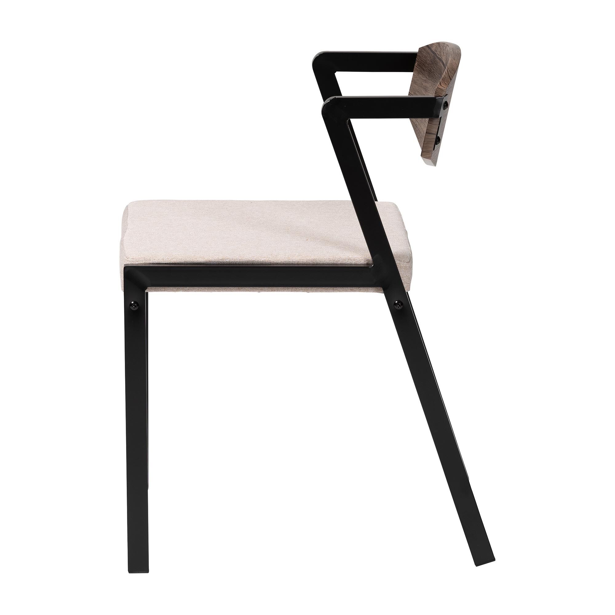 Revelin Industrial Fabric and Metal Dining Chair, BEIGE, alternate image number 4