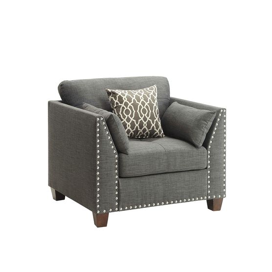 Chair (W/3 Pillows) Living, LIGHT CHARCOAL LINEN, hi-res image number null