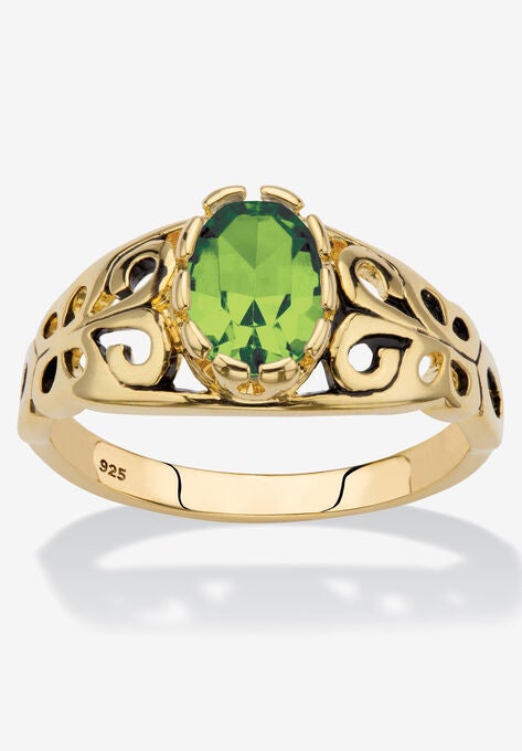Gold over Sterling Silver Open Scrollwork Simulated Birthstone Ring, AUGUST, hi-res image number null