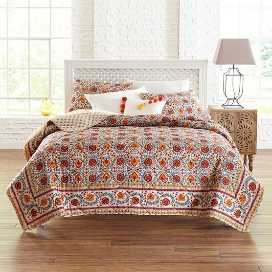Nisha Suzani Print Quilt, Nisha Suzani Print Quilt,