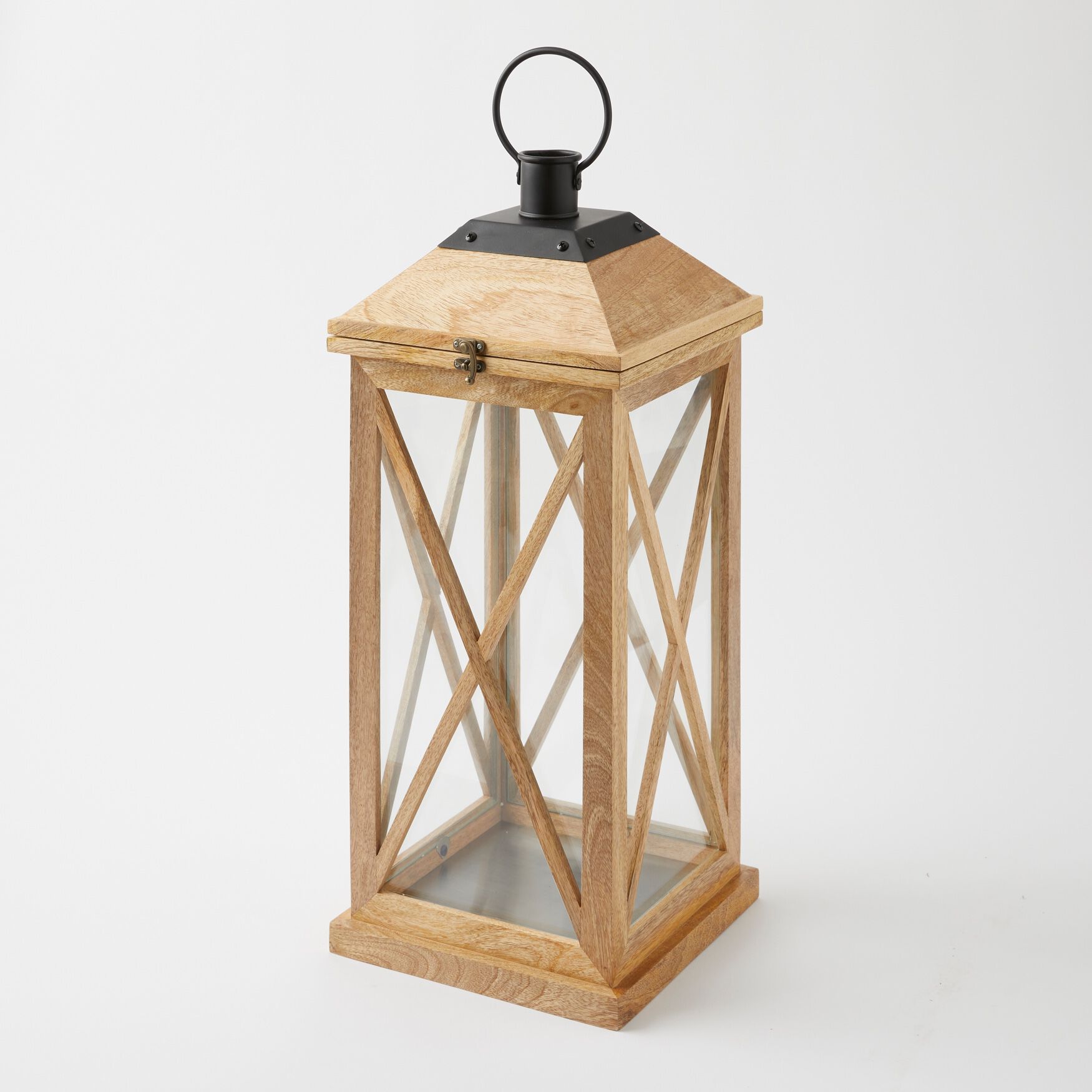  Wooden Square 24 inches Lantern, BROWN, hi-res image number 0