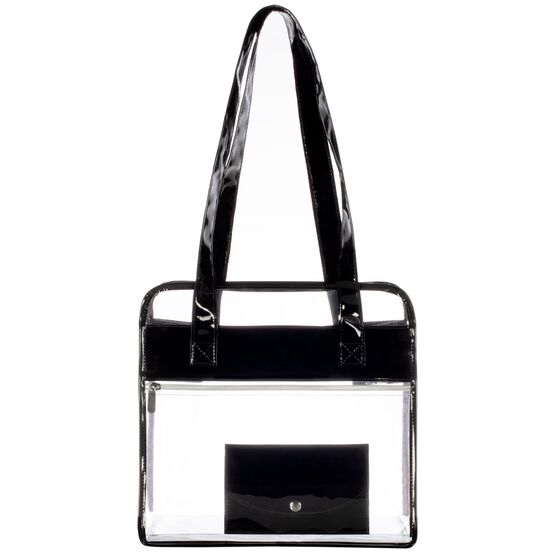 Tote Bag With Wallet, Clear/Red, CLEAR BLACK, hi-res image number null