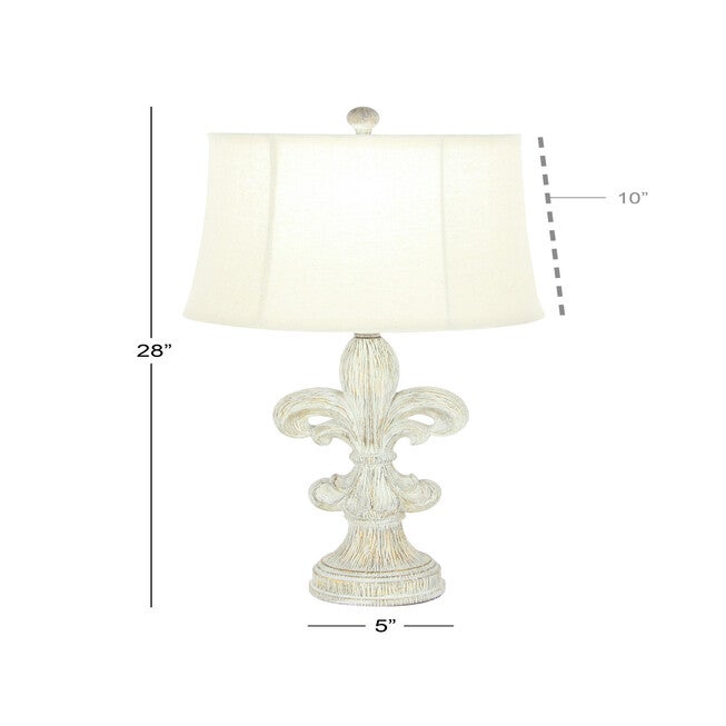 Set Of 2 White Polystone French Country Table Lamp, , alternate image number 6