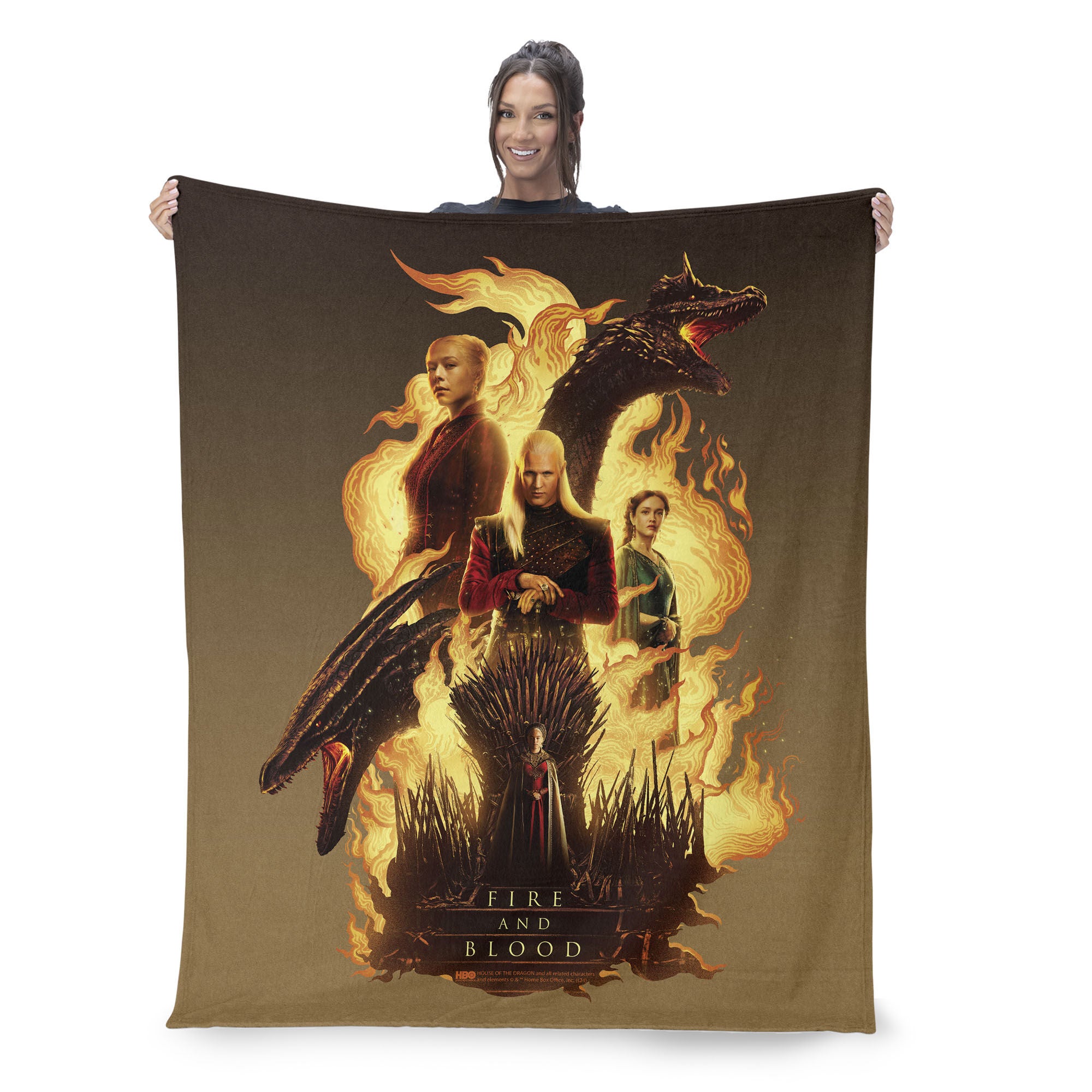 Warner Bros. House of the Dragon Fire and Blood Reigns Silk Touch Sherpa Throw Blanket 50x60 Inches, HOUSE DRAGON, on-hover image number 1
