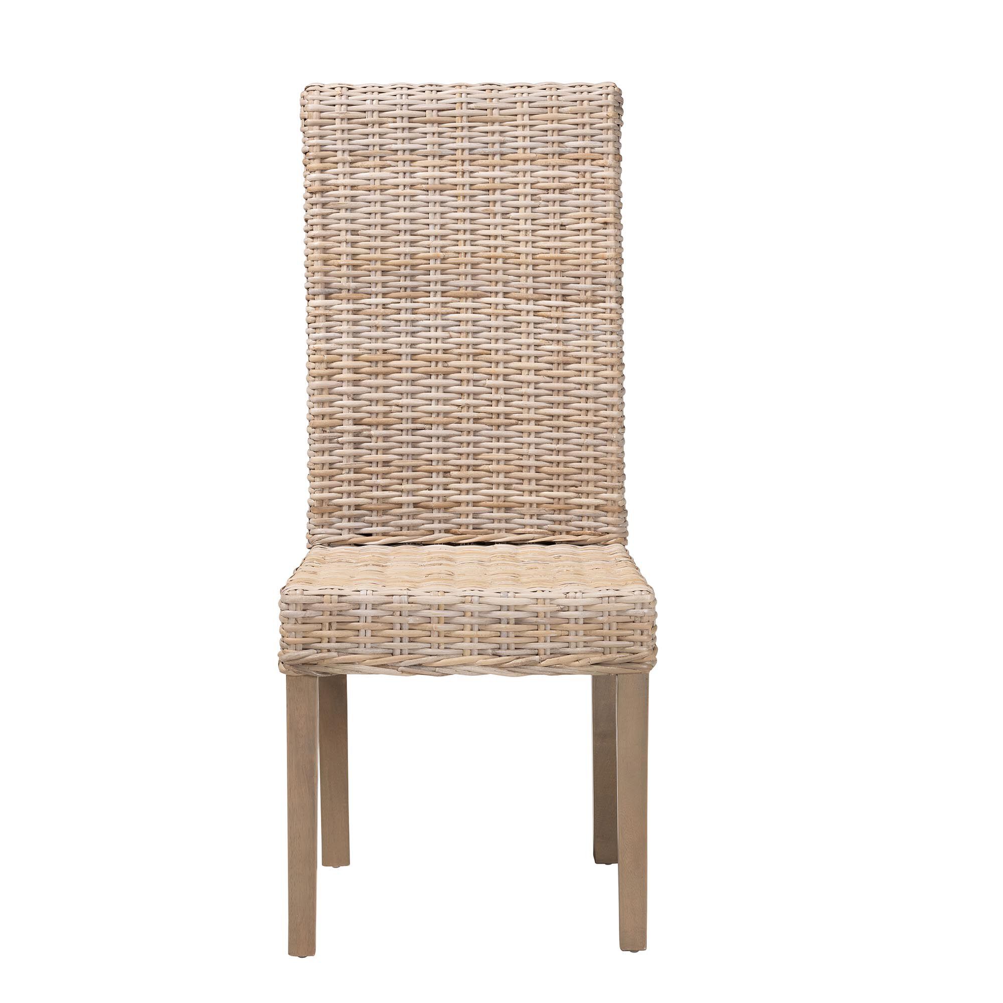 Santiago Bohemian Grey Natural Kubu Rattan and Mango Wood Dining Chair, GREY, alternate image number 3