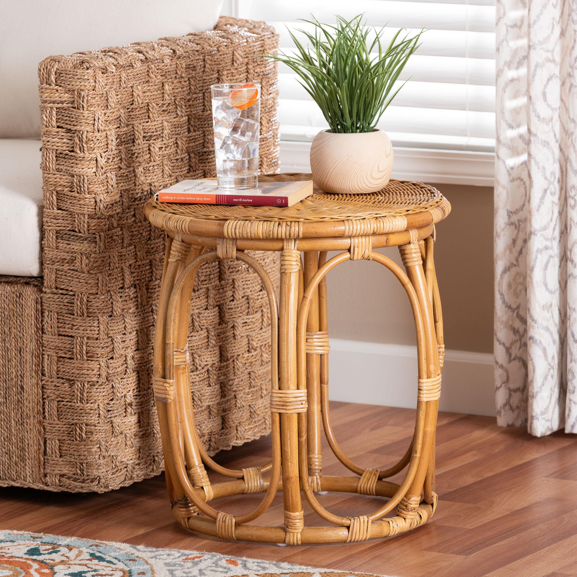 Jayana Natural Rattan Round End Table, LIGHT HONEY, hi-res image number 0