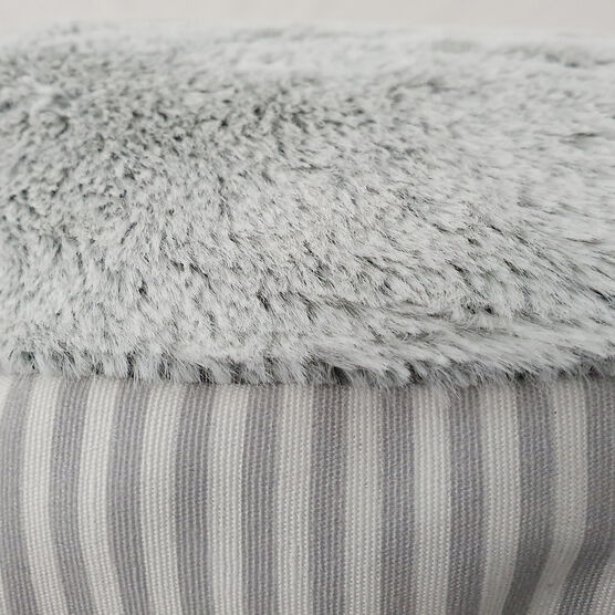 Stripe Printing poly-cotton bolster with detachable faux fur cushion Medium Size, , alternate image number null