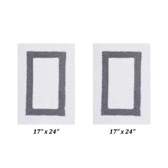 Hotel Collections Bath Mat Rug 2 Piece Set (17" X 24" | 17" X 24"), WHITE GRAY, hi-res image number null