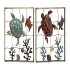 Set Of 2 Gold Metal Coastal Sea Life Wall Decor, GOLD, hi-res image number null