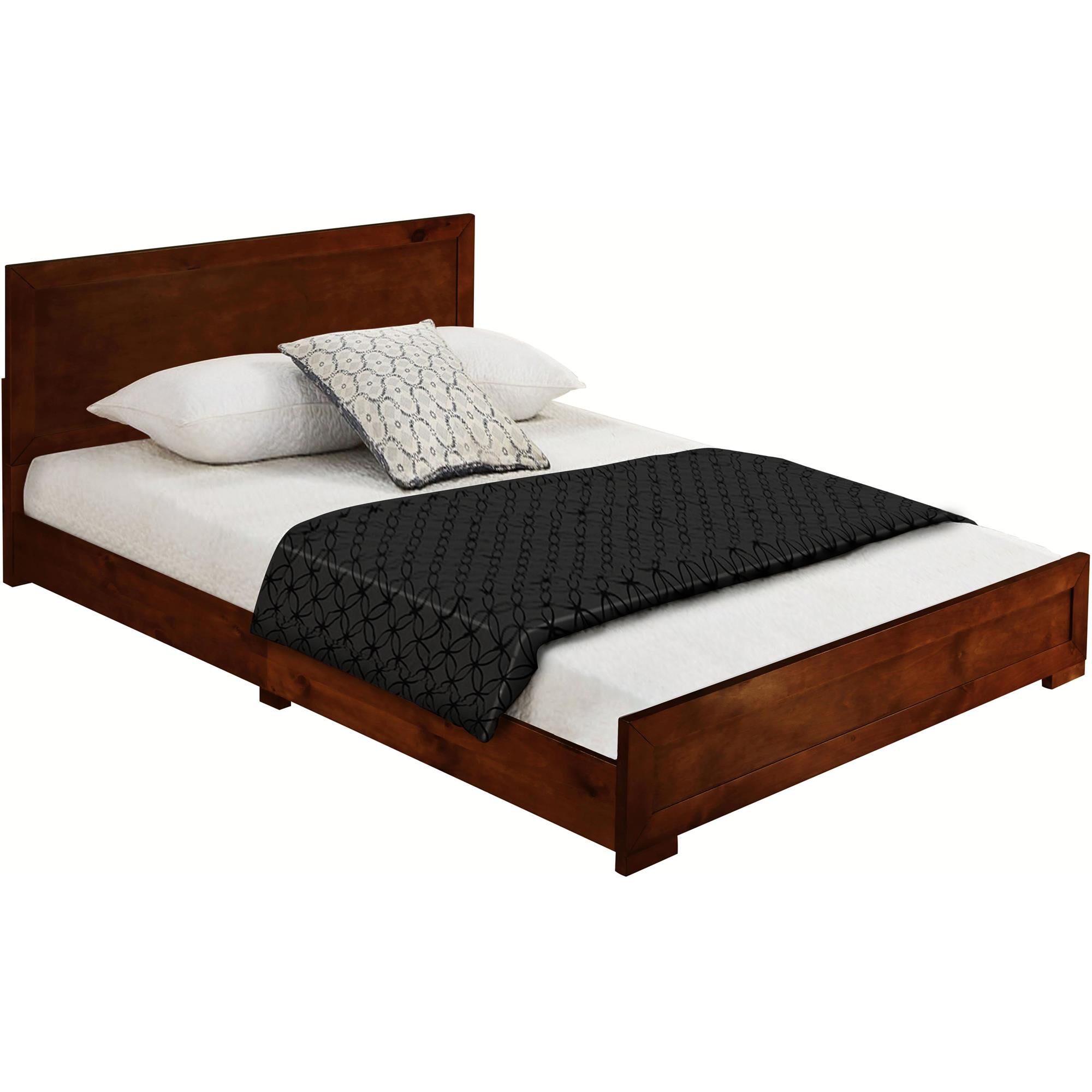 Trent Wooden Platform Bed in Walnut, Queen, WALNUT, alternate image number 1