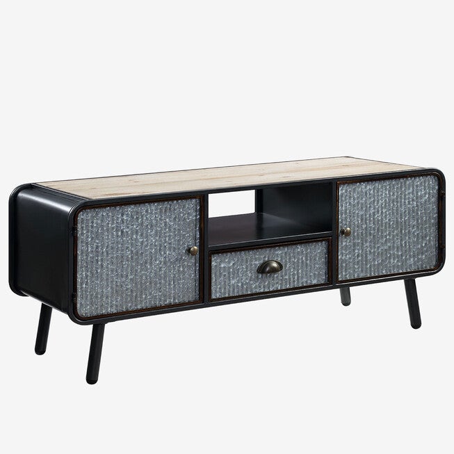 Entertainment Stand with 2 Doors & 1 Drawer, WASHED FIR, hi-res image number null