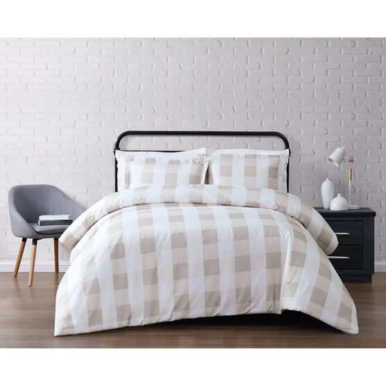 Everyday Buffalo Plaid Duvet Cover Set, KHAKI WHITE, hi-res image number null