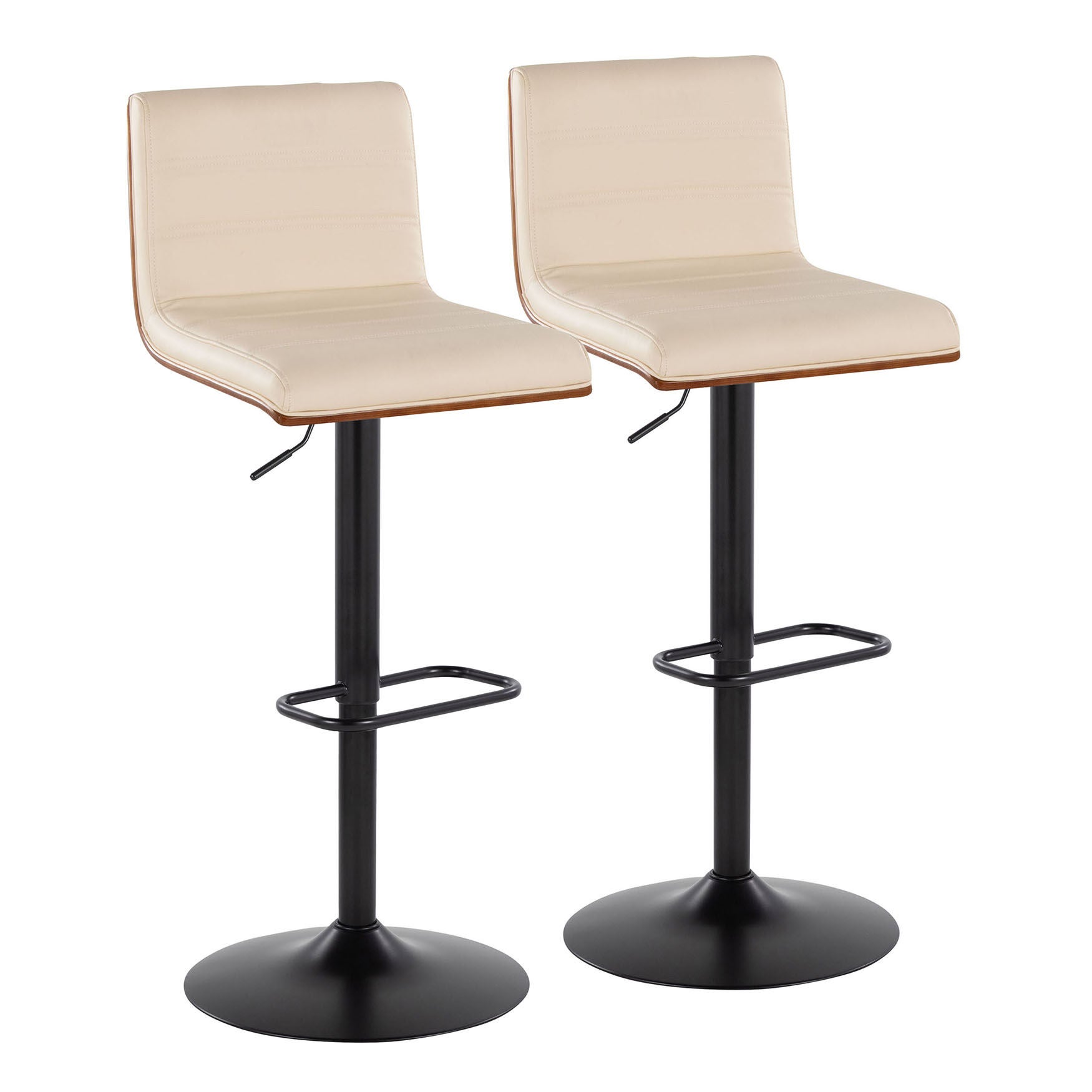 Vasari Adjustable Barstool - Set Of 2, BLACK WALNUT CREAM, hi-res image number 0