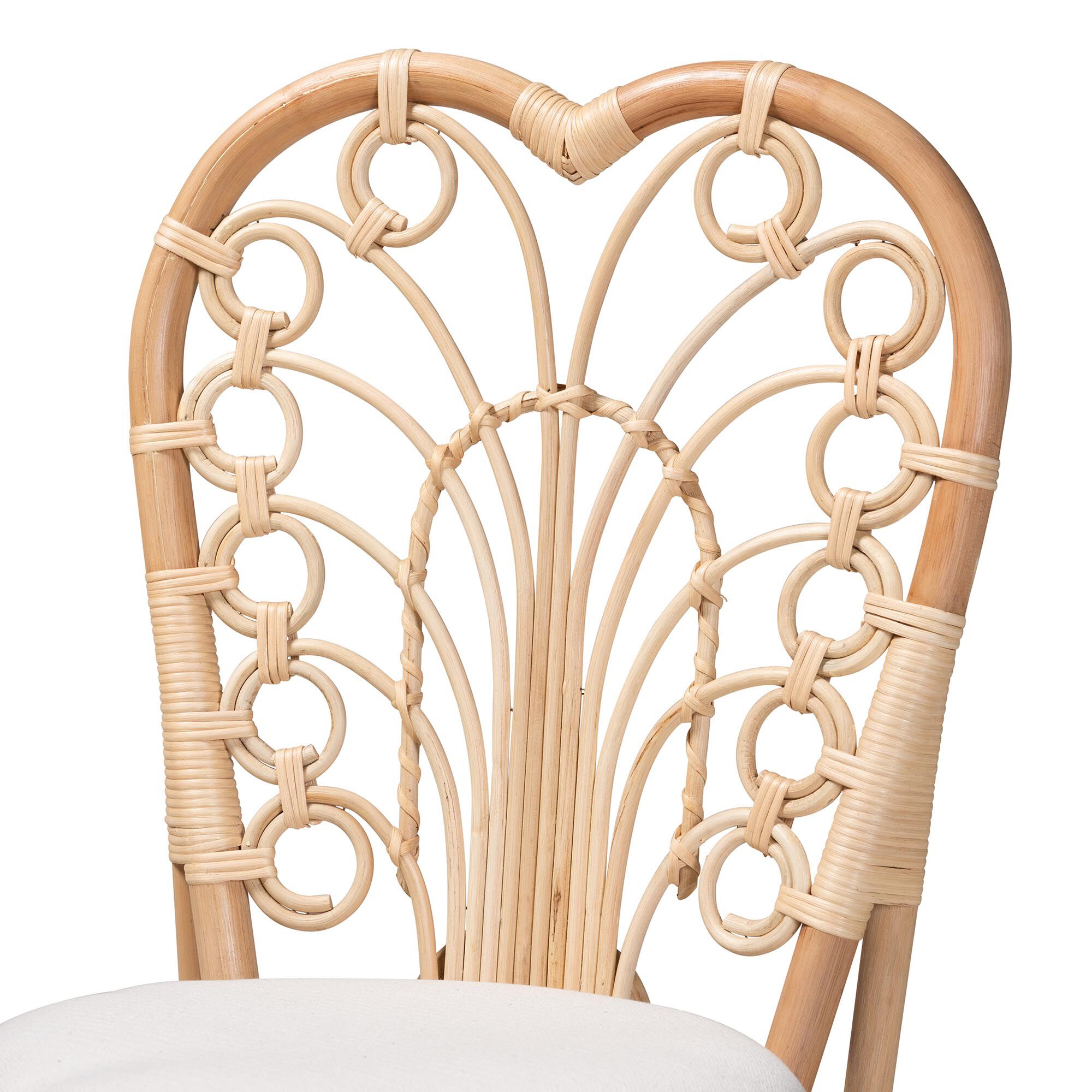 Jerica Modern Bohemian Natural Brown Rattan Dining Chair, WHITE, alternate image number 6