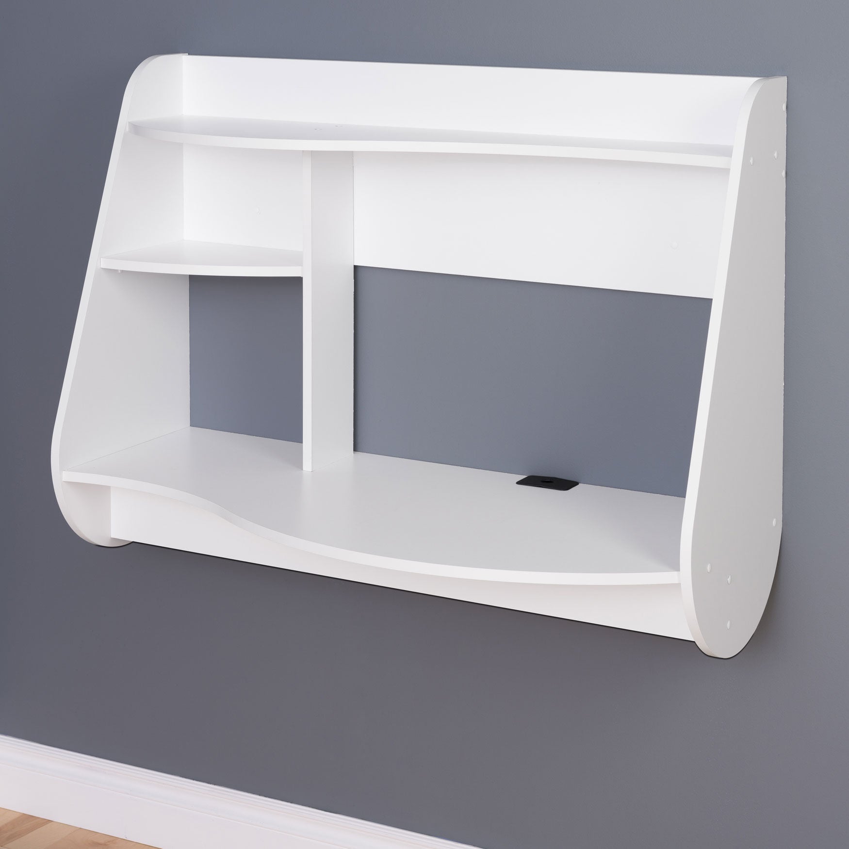 Curved top floating desk