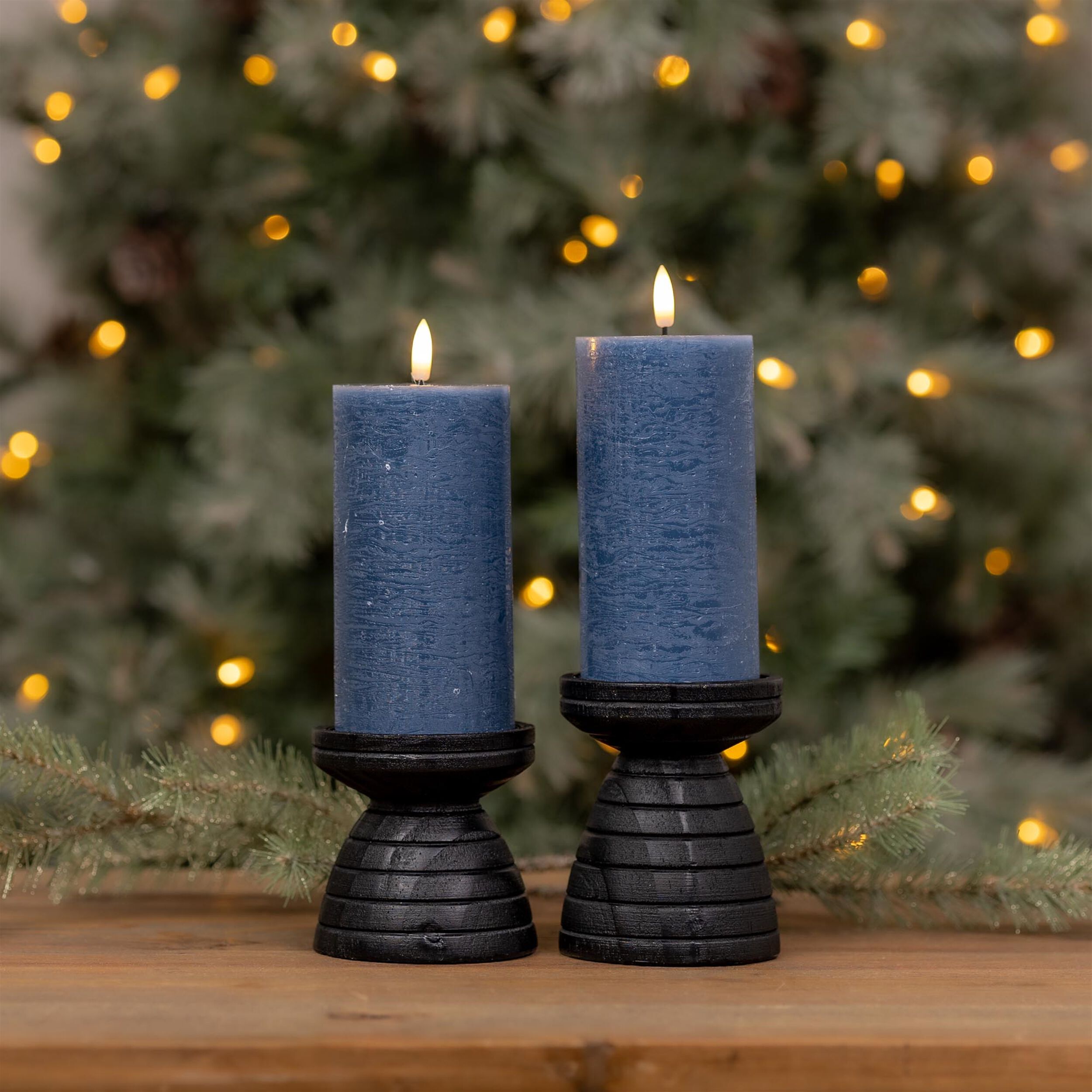 FIA Wick Blue Pillar Candle (Set of 2), BLUE, alternate image number 1