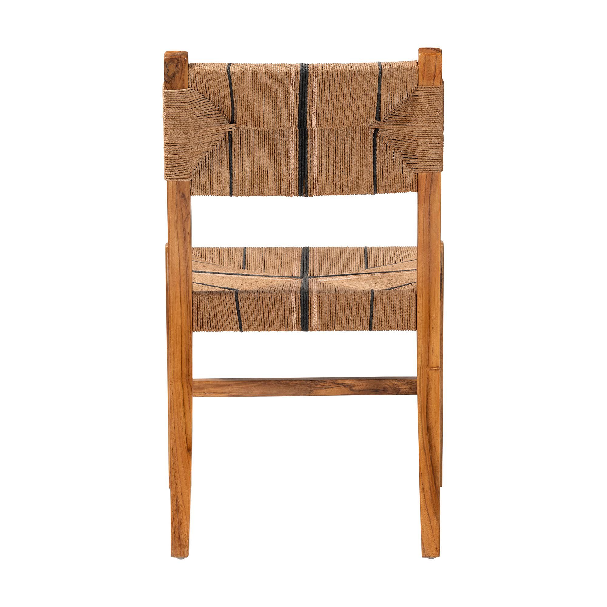 Prita Bohemian Paper Loom and Black Mahogany Wood Dining Chair, NATURAL BROWN, alternate image number 4