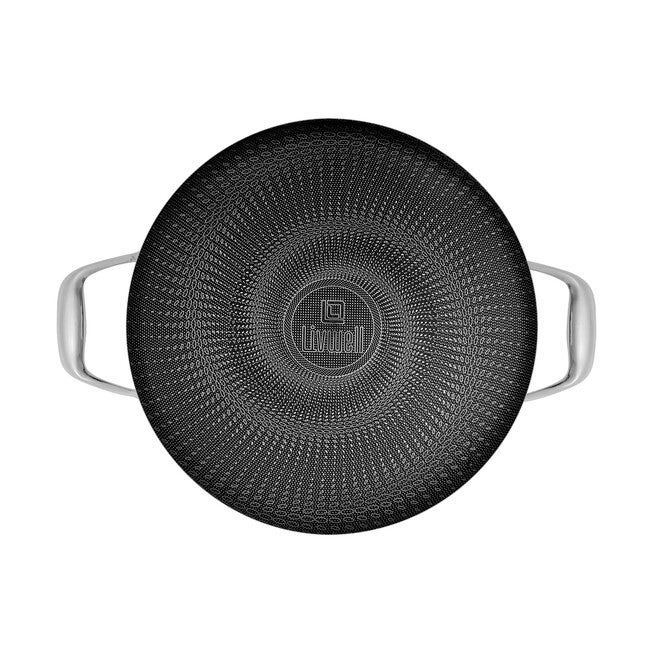 LIVWELL DiamondClad™ 5 Quart Hybrid Nonstick Stainless Steel Saute Pan and Lid, Dishwasher Safe, PFOA-free – Silver/Black, SILVER, alternate image number null