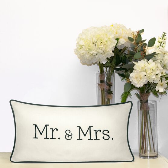 Celebrations ""Mr. & Mrs."" Embroidered Decorative Pillow , , alternate image number null