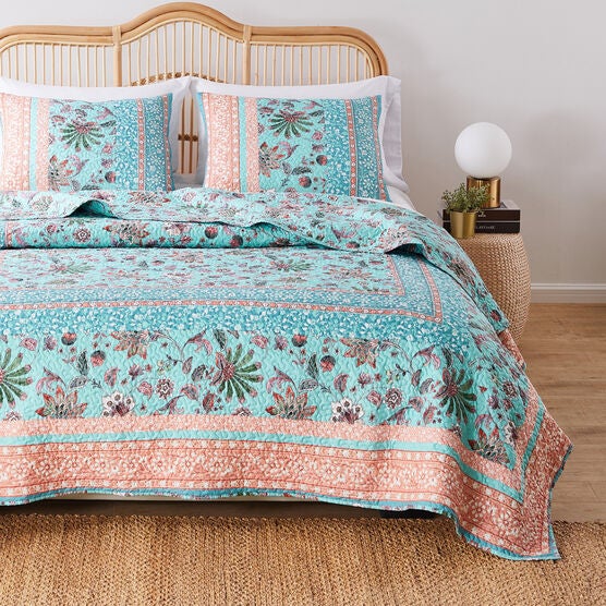 Audrey Turquoise Quilt Set Brylane Home
