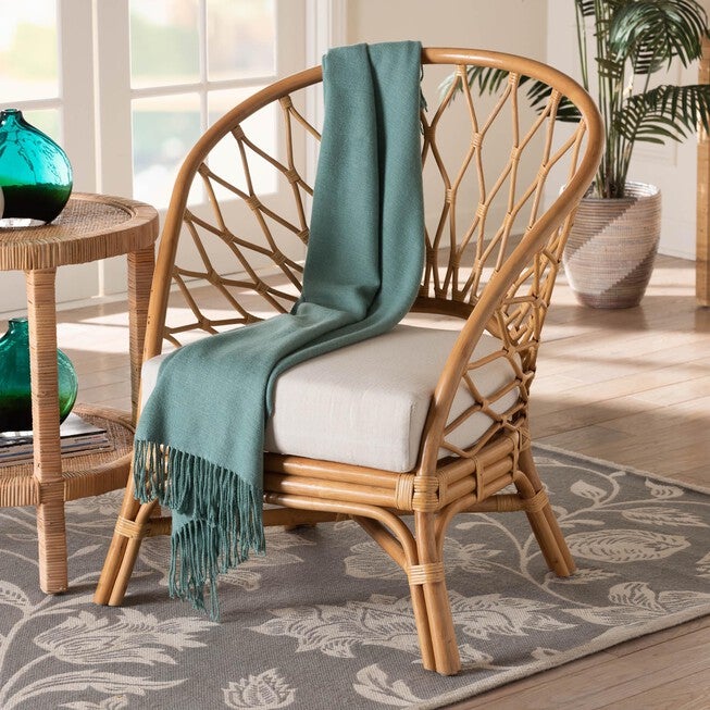 Emmeline Bohemian Honey Rattan Accent Chair, , alternate image number null