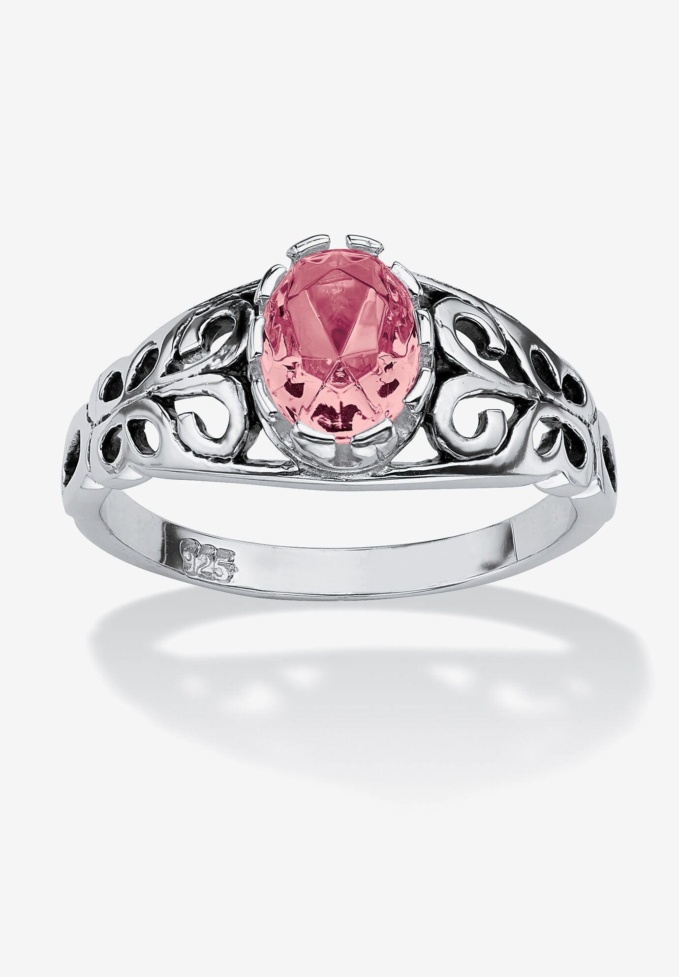 Sterling Silver Swirl Simulated Birthstone Ring