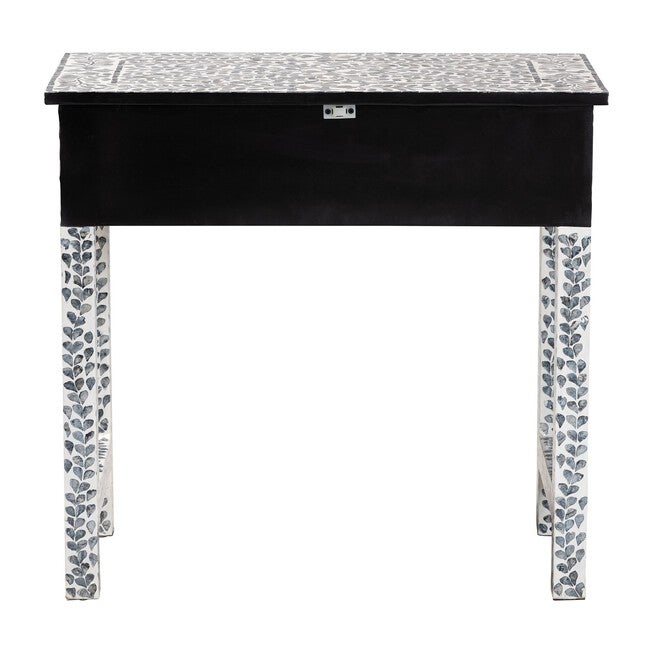 Diata Coastal Black and White Mother of Pearl Capiz Shell 2-Drawer Console Table, MOSAIC, alternate image number null