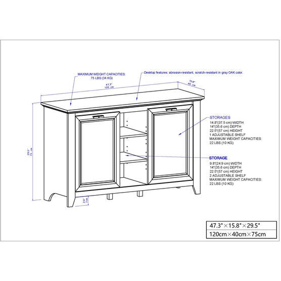 Kenneth 2 Door Credenza File Cabinet File Cabinet, , alternate image number null