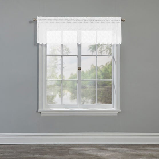 Scarlett Floral Lace Rod-Pocket Valance, WHITE, hi-res image number null