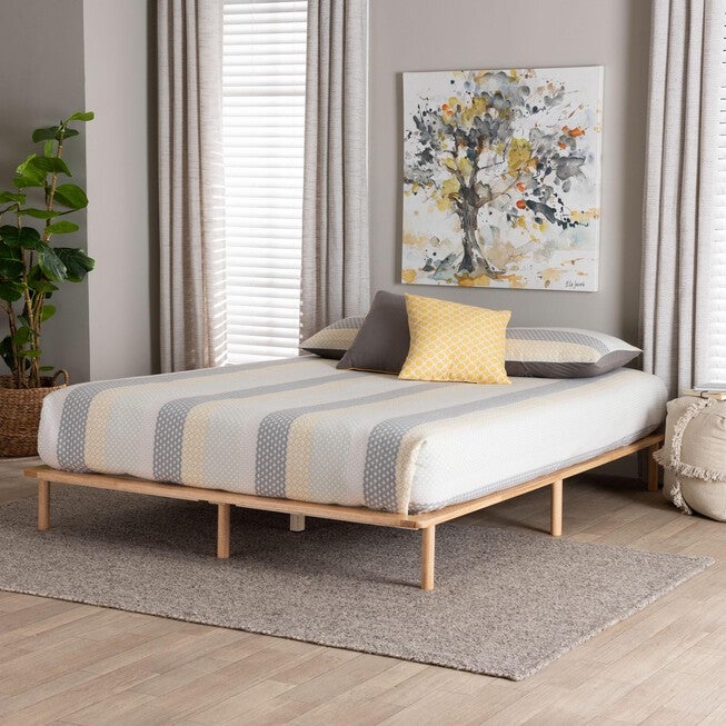 Calhoun Japandi Queen Size Bed Frame, NATURAL BROWN, alternate image number 6