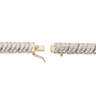 Yellow Gold Plated S Link Tennis Bracelet (10mm), Genuine Diamond Accent 8", , on-hover image number 1