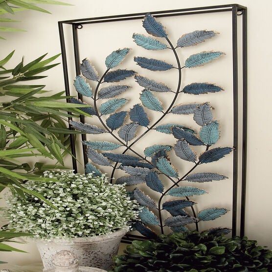 Set Of 2 Black Metal Traditional Floral Wall Decor, , alternate image number null