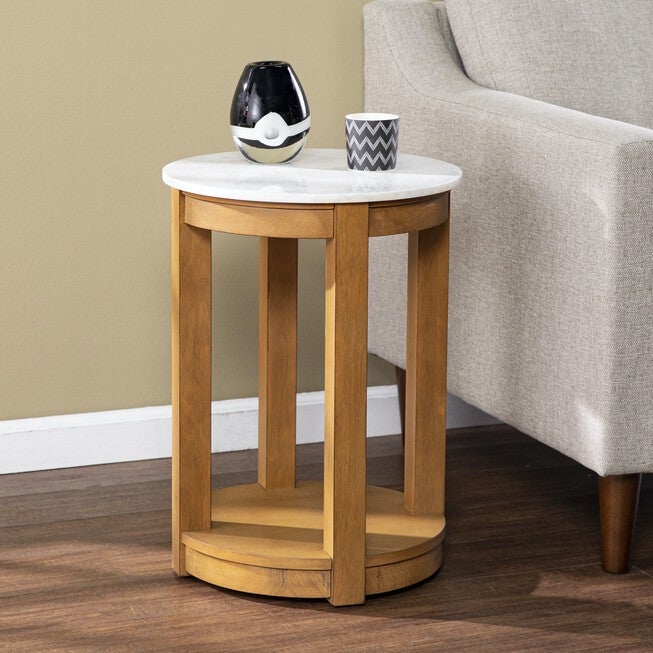 Chandlen Round End Table, WHITE, hi-res image number 0