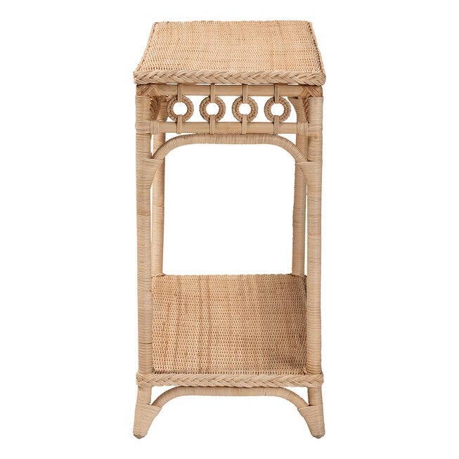 Oxford Braided Natural Rattan Console Table, BROWN, alternate image number null