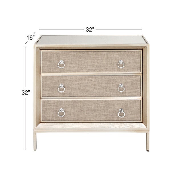 Beige Linen and Wood Glam Chest, 32x32x16, , alternate image number 7